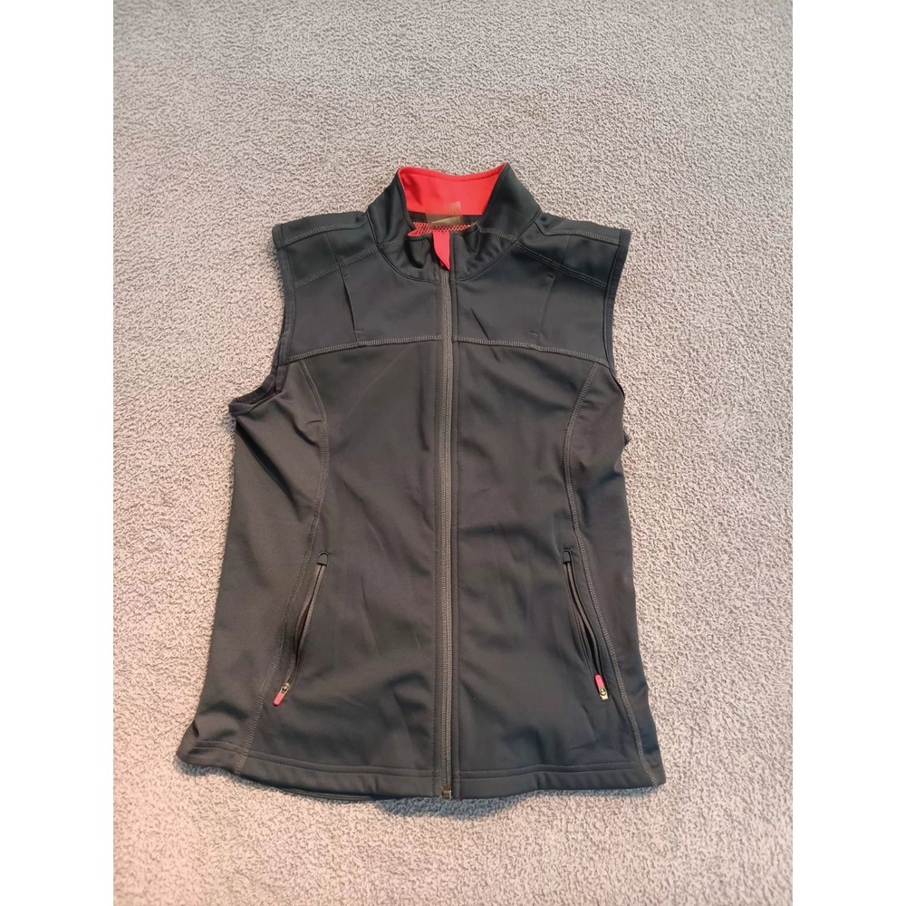 Athleta Softshell Zip Vest Black w/ Coral Lining Pockets RN54023 Style 686628